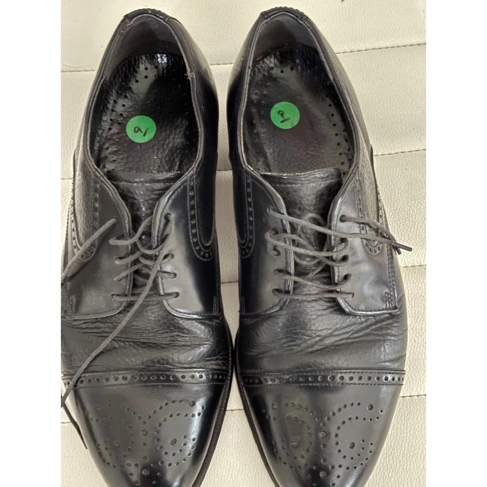 Dexter Cap Toe Oxford Dress Shoes Black‎ Leather Men Size 9 M Wingtip Brogue